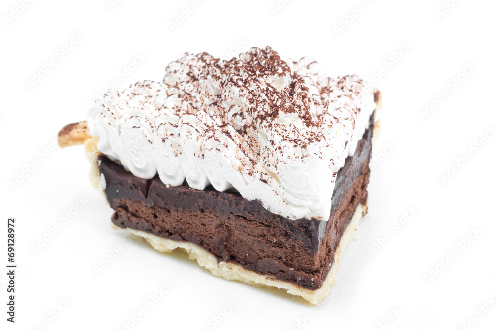 Chocolate Tart isolated on white background