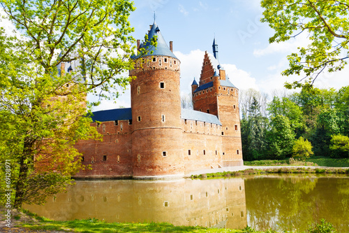 Beersel Castle, Brussels reflecting in river photo