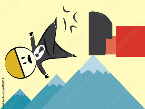Business man fail mountain