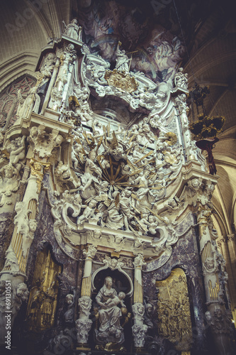 mary, high altar of the Cathedral of Toledo, gothic style sculpt