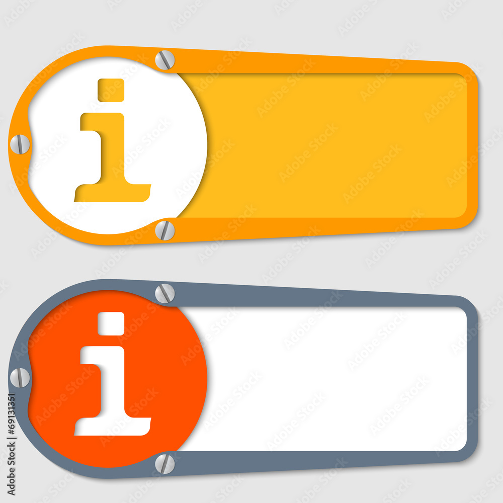 set of two boxes for any text with info symbol