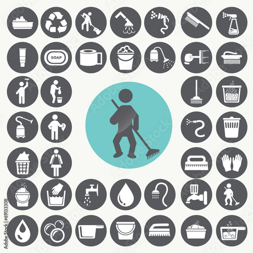 Cleaning icons set. Illustration eps10
