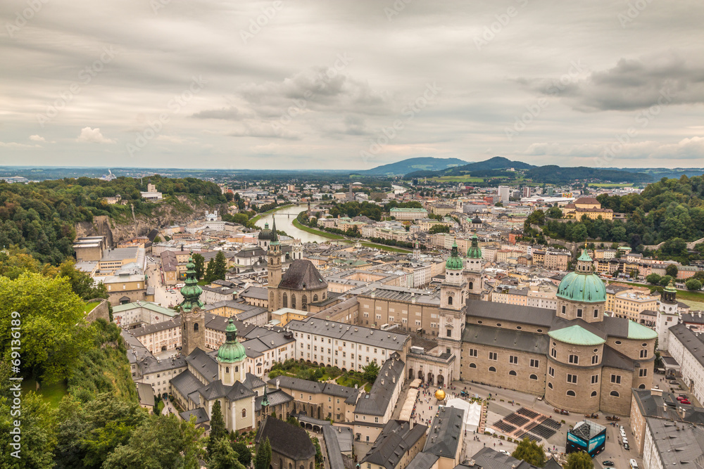 Aerial View of Salzburg in Austria