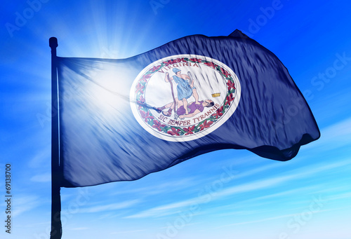 Virginia (USA) flag waving on the wind