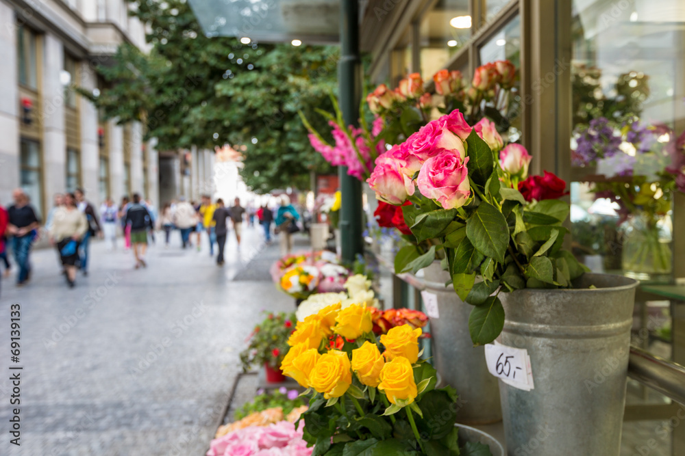 Flower stand in the center of Prague