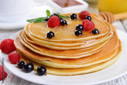 Wallpaper Mural Sweet pancakes with berries on table close-up Torontodigital.ca