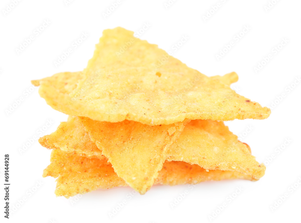Tasty nachos isolated on white Tasty nachos isolated on white