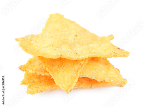 Tasty nachos isolated on white