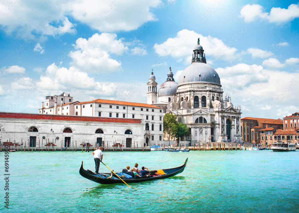 Fototapeta premium Gondola on Canal Grande with Santa Maria della Salute, Venice