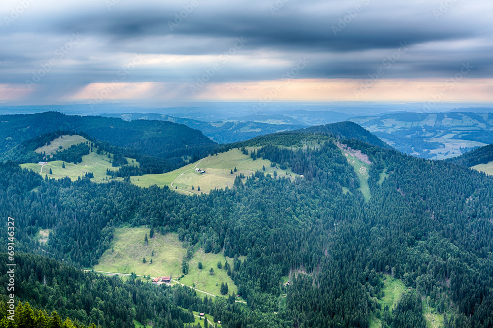 Fototapeta premium Summer in the Alps and Rain Storm