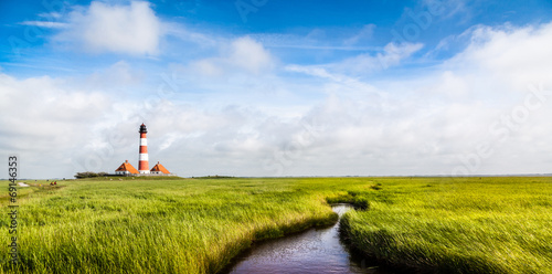 Obraz na płótnie Lighthouse at North Sea, Schleswig-Holstein, Germany w salonie