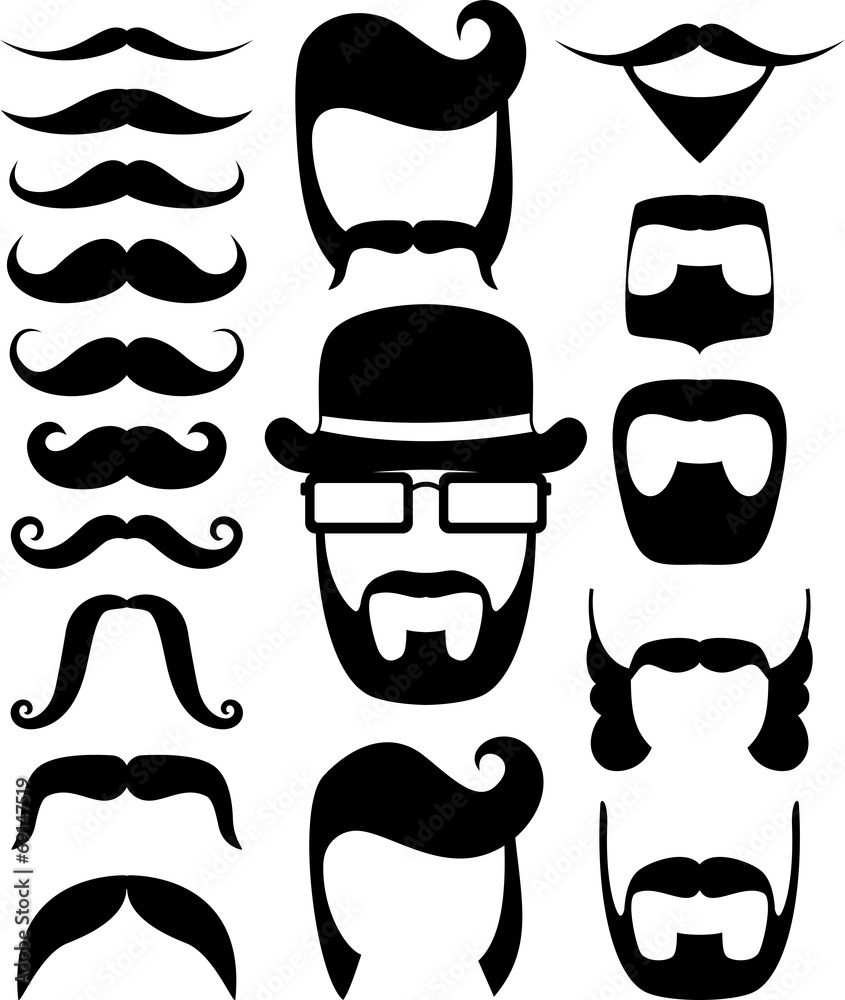 prop mustache vector collection - obrazy, fototapety, plakaty 
