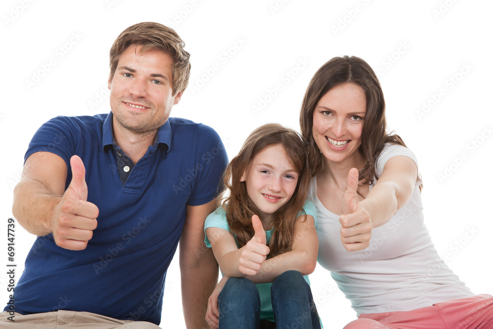 Obraz premium Happy Family Showing Thumbs Up Together