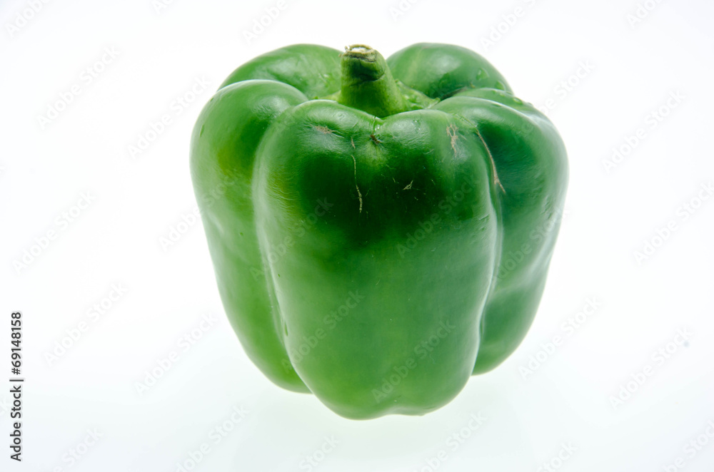 fresh green bell pepper (capsicum) on a white background fresh green bell pepper (capsicum) on a white background