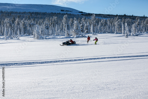 Snowmobile in the forest