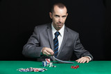Blackjack Or Poker Game, Casino Worker Shuffling Cards