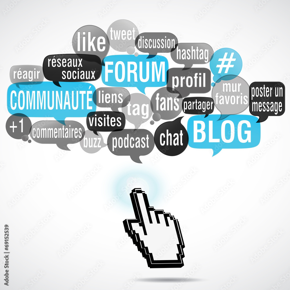 nuage de mots clic main : forum blog