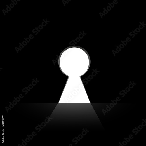 Keyhole in the wall vector illustration with black background