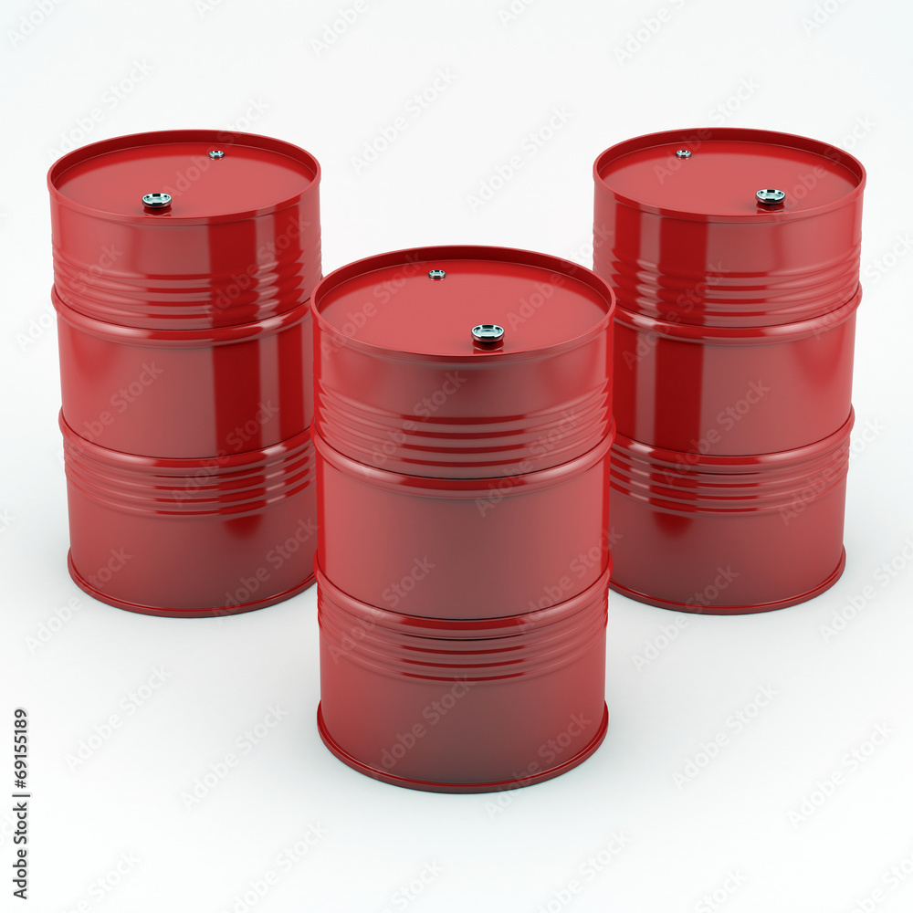 Red oil barrels isolated on white background.High resolution Red oil barrels isolated on white background.High resolution