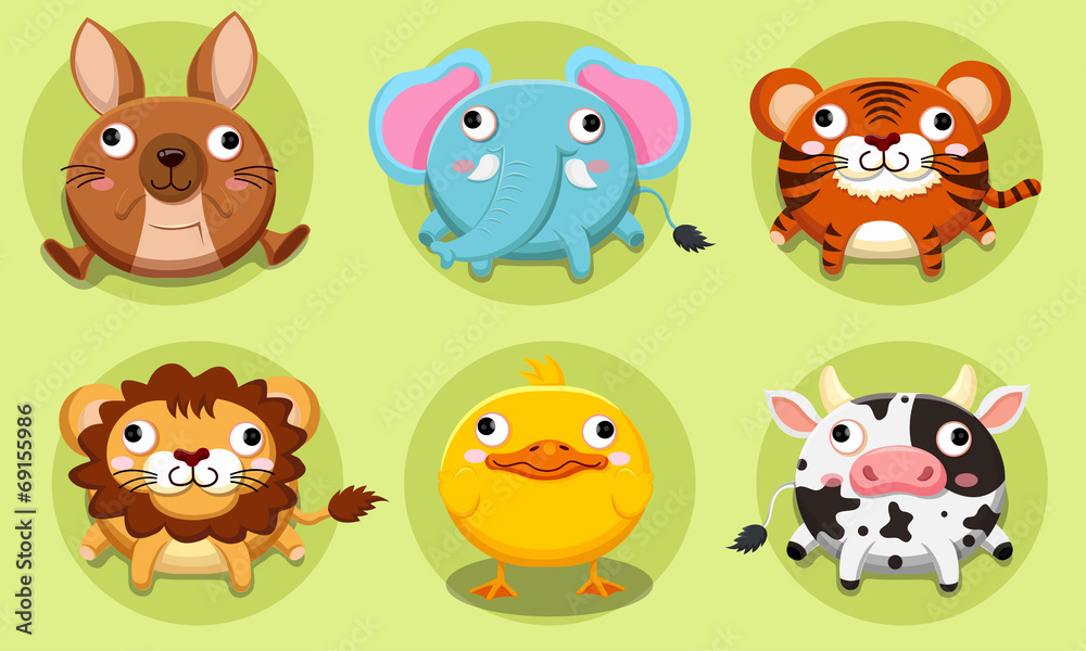 Cute animals cartoons collections