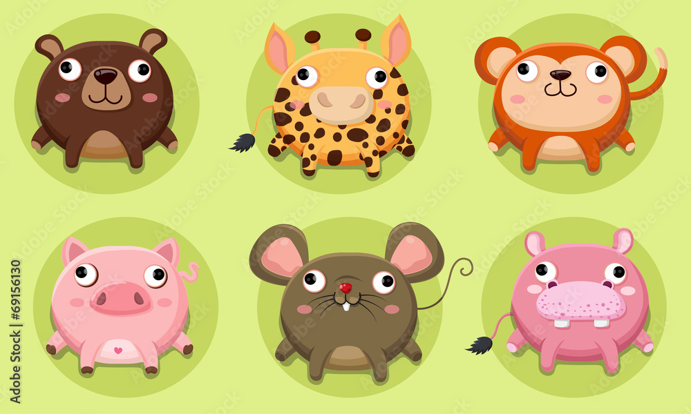 Set of cute animals vector Icon Set of cute animals vector Icon