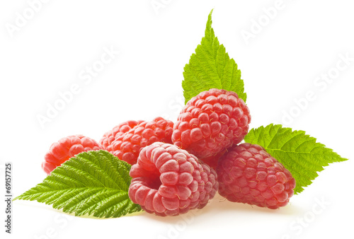 Red berry raspberry isolated on white background