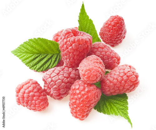 Red berry raspberry isolated on white background