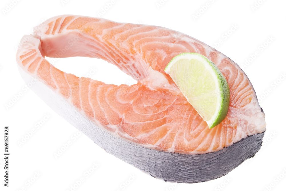 Fresh raw salmon isolated on white background Fresh raw salmon isolated on white background