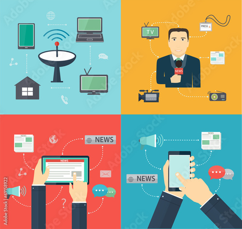 Broadcasting News via mobile devices, Journalism, Flat set Mass