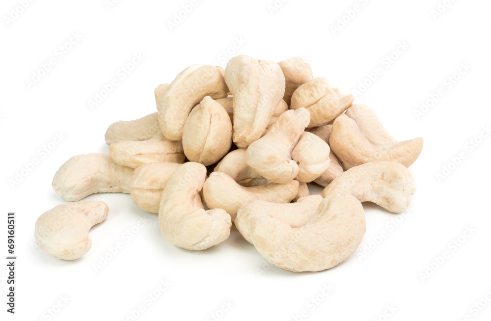 Cashew nuts isolated on a White Background Cashew nuts isolated on a White Background