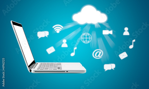 Cloud computing laptop technology connectivity concept