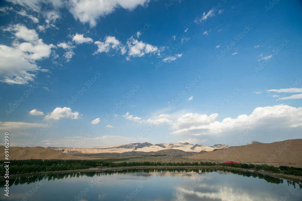 desert and lake scenery,Inner Mongolia,china