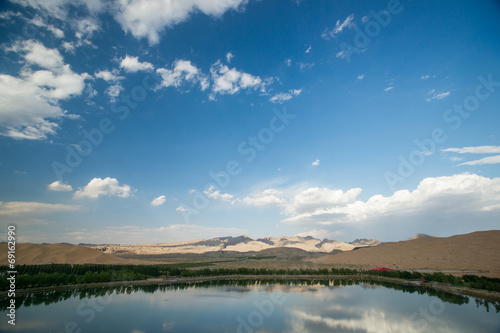 desert and lake scenery,Inner Mongolia,china