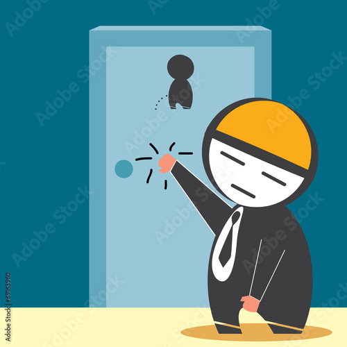 Businessman Knocking restroom