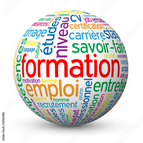 Globe - Nuage de Tags "FORMATION" (cv études diplômes carrière)