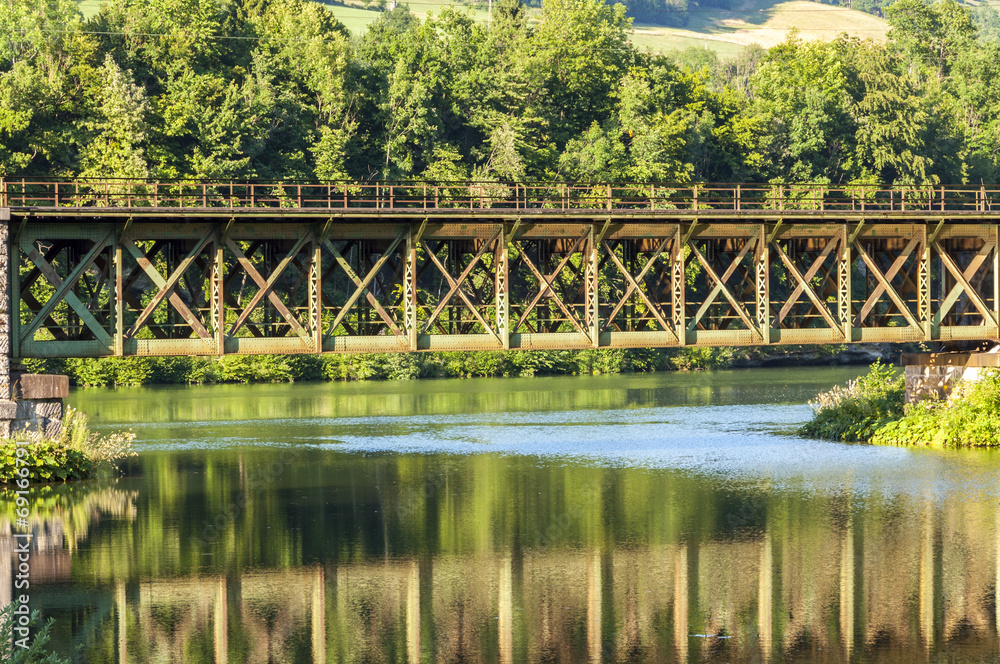 Old railroad Truss bridge in the Enns valley in Austria Old railroad Truss bridge in the Enns valley in Austria