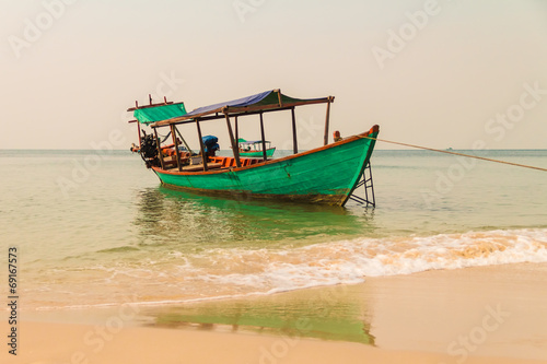 Boat on the beach in Sihanoukville, Cambodia
