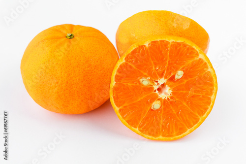 Mandarin Orange fruit On White Background - Isolated