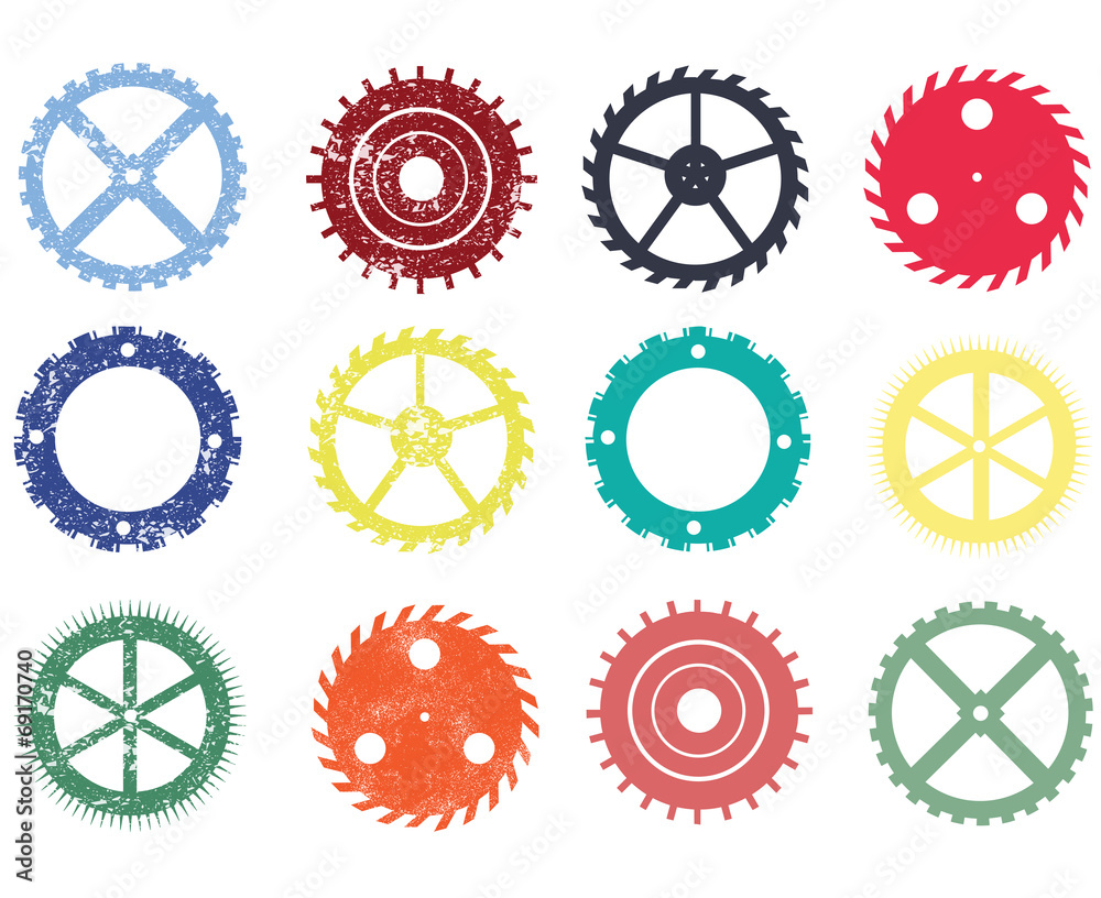 Grunge gear icon set,Vector illustration. Grunge gear icon set,Vector illustration.