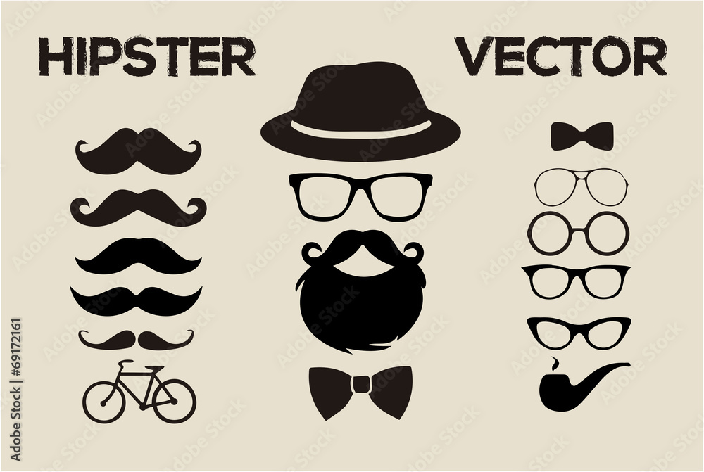 Hipster fashion vector 2015 - obrazy, fototapety, plakaty 