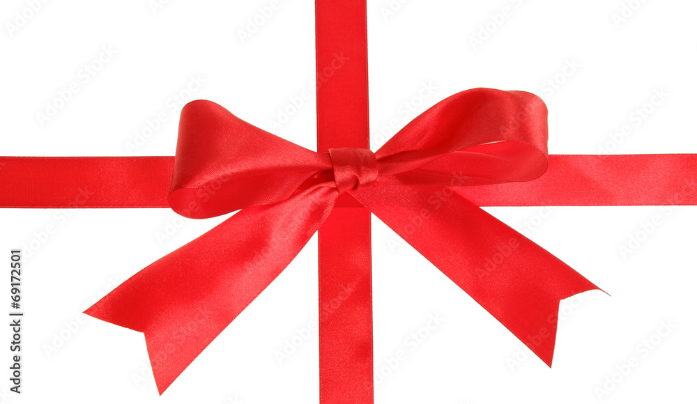 Two red ribbons with bow Two red ribbons with bow