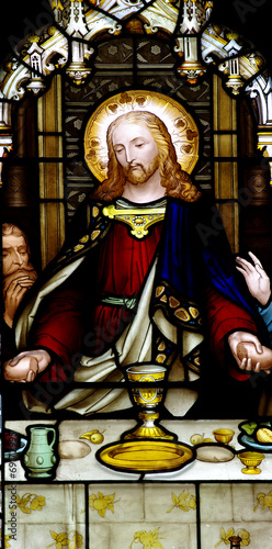 Jesus at the last supper (stained glass)