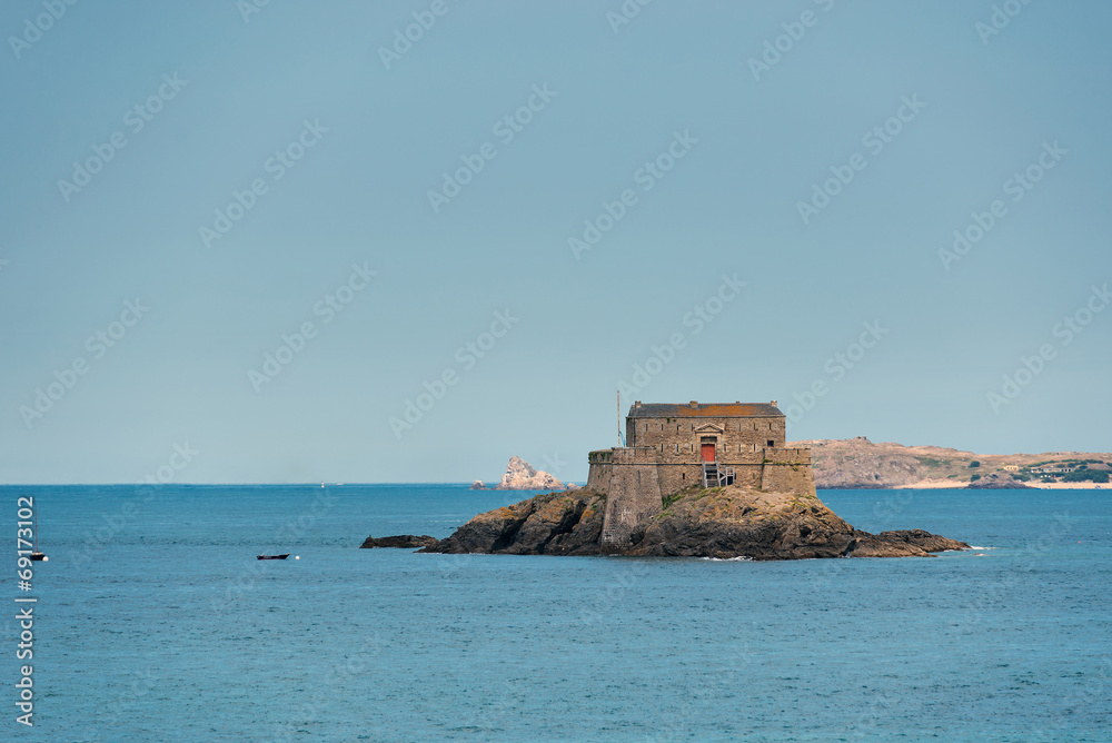 Fort National, fortress on tidal island Petit Be in Saint-Malo.