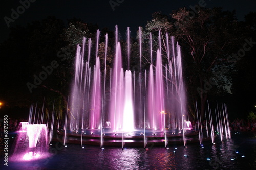 Magical fountain in Margaret Island Budapest by night