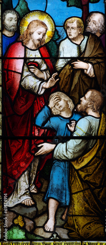Wonder of Jesus: curing a child (stained glass)