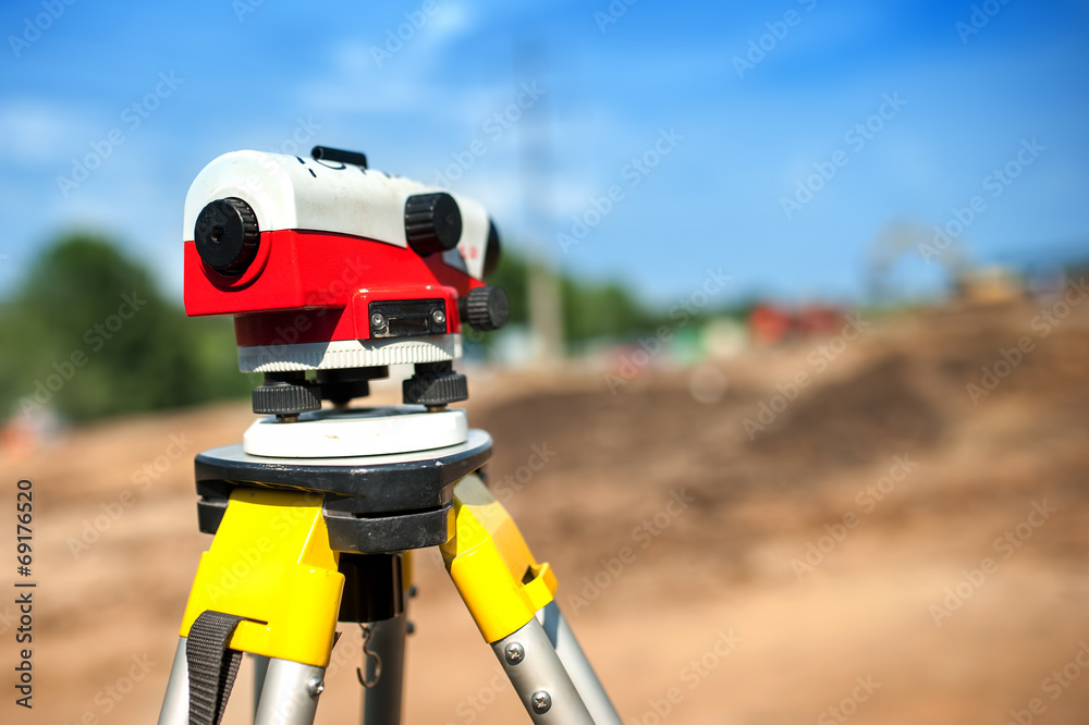 close-up of theodolite measuring system or surveying engineering close-up of theodolite measuring system or surveying engineering