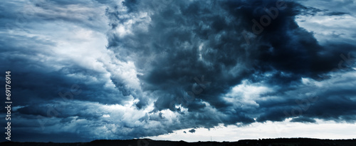 panorama of sky with thunderclouds
