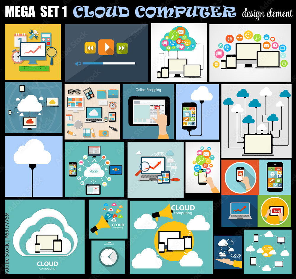 Mega Set Flat Computer Design Vector Illustration Mega Set Flat Computer Design Vector Illustration