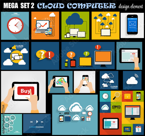 Mega Set Flat Computer Design Vector Illustration