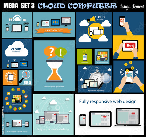 Mega Set Flat Computer Design Vector Illustration